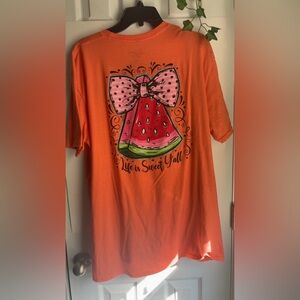 Life is Sweet Y'all Watermelon Bow T-Shirt Women’s XXL